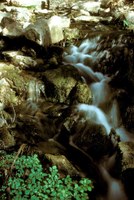 Water flowing over rocks