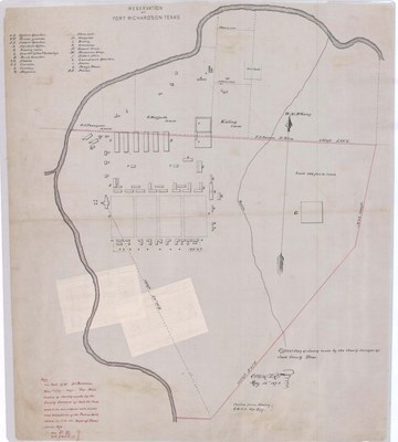 Old map showing layout of the fort buildings. 