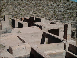 Base of walls of building
