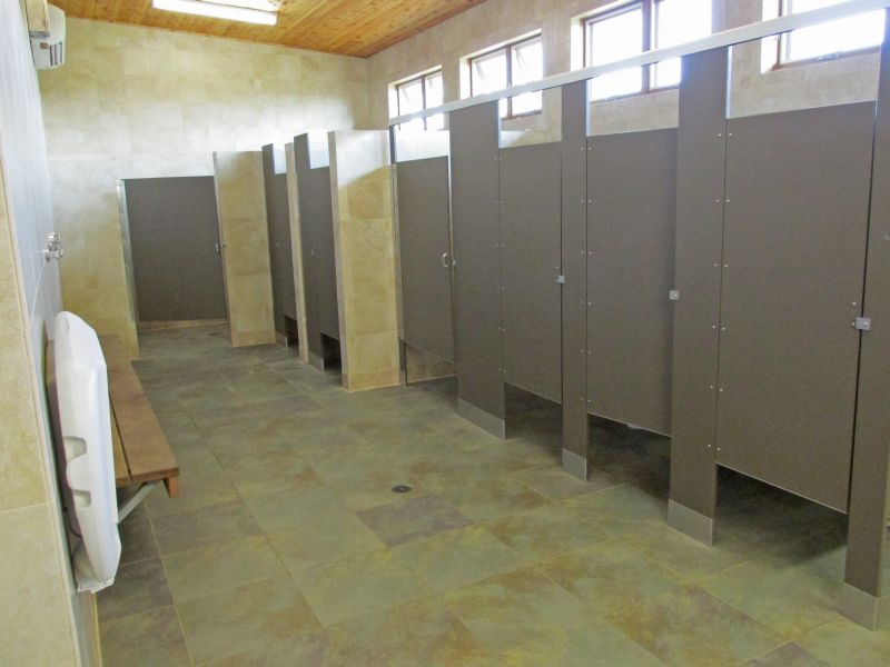 Restroom has showers.