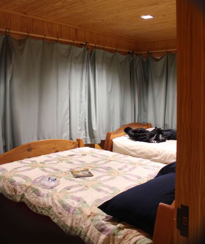 Inside the bedroom. This cabin was occupied when photographed; there are personal items in the photos that are not included with the cabin.