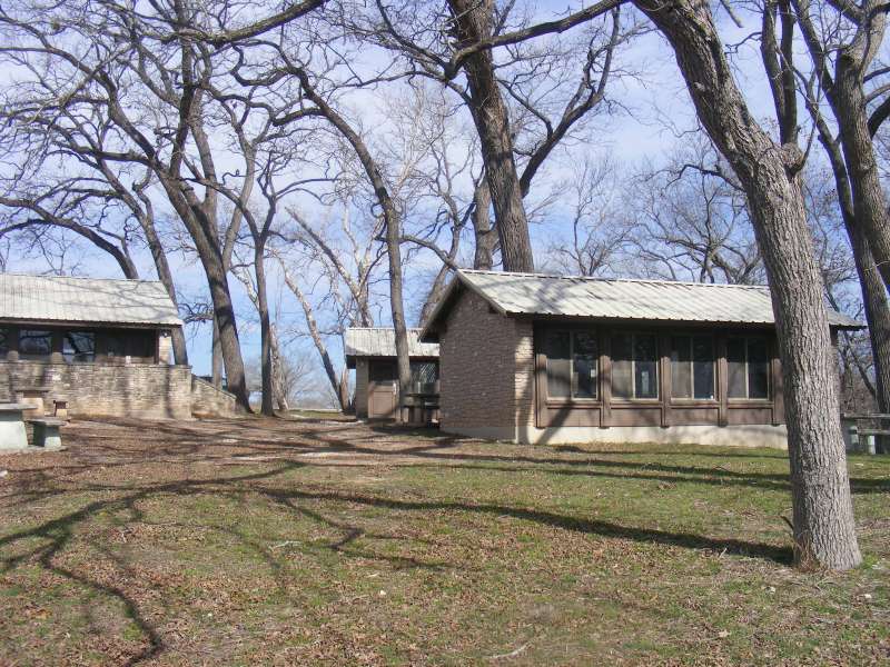 Part of the dining hall and two of the shelters with AC and heat. 