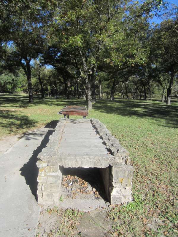 Outside the Group Dining hall in the Shady Meadows Camping Area. 