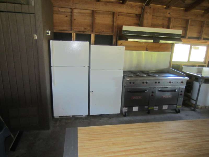 The kitchen area of the Shady Meadows Group Dining Hall.