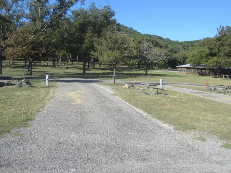Campsites in the Shady Meadows Camping Area surround the Group Dining Hall.