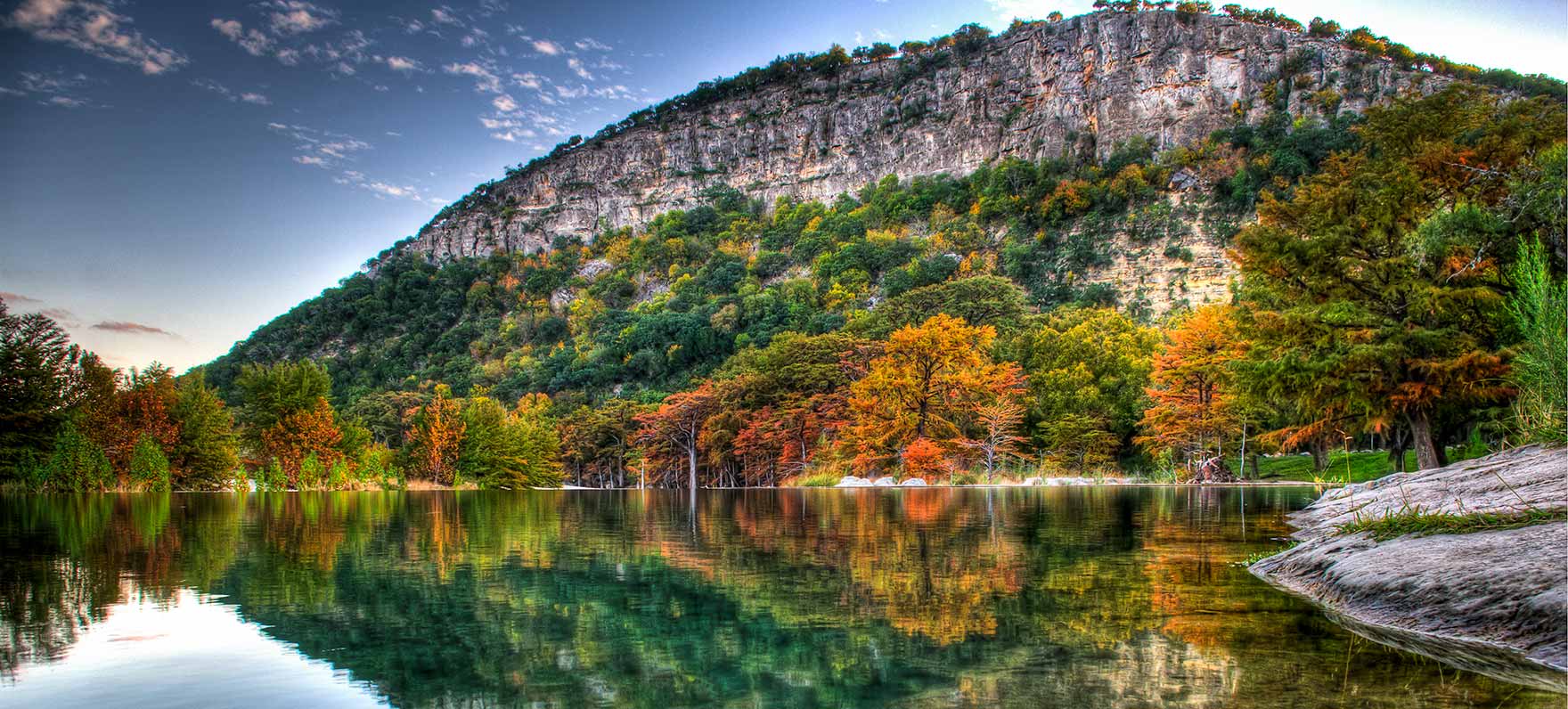 Fall colors at Garner State Park near Concan, Texas