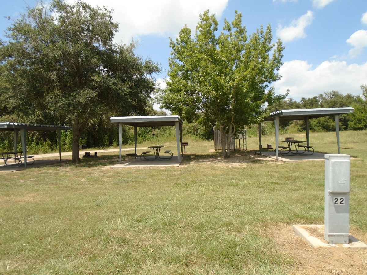 Campsites with electricity (#21, #22 and #23)  in the Jacales Camping Area.