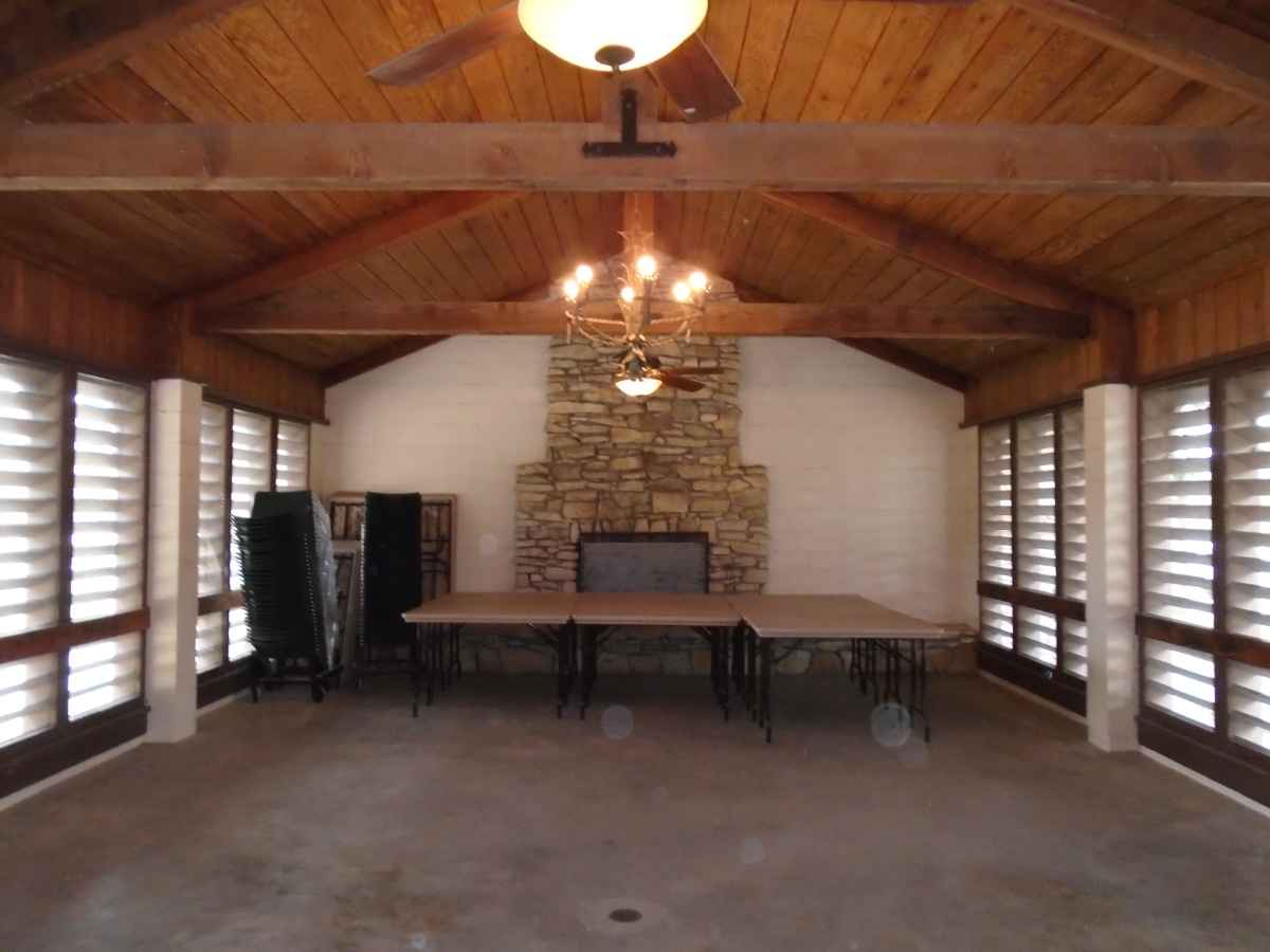 Inside the Dining Hall. These tables can be set up or moved out of the way.  
