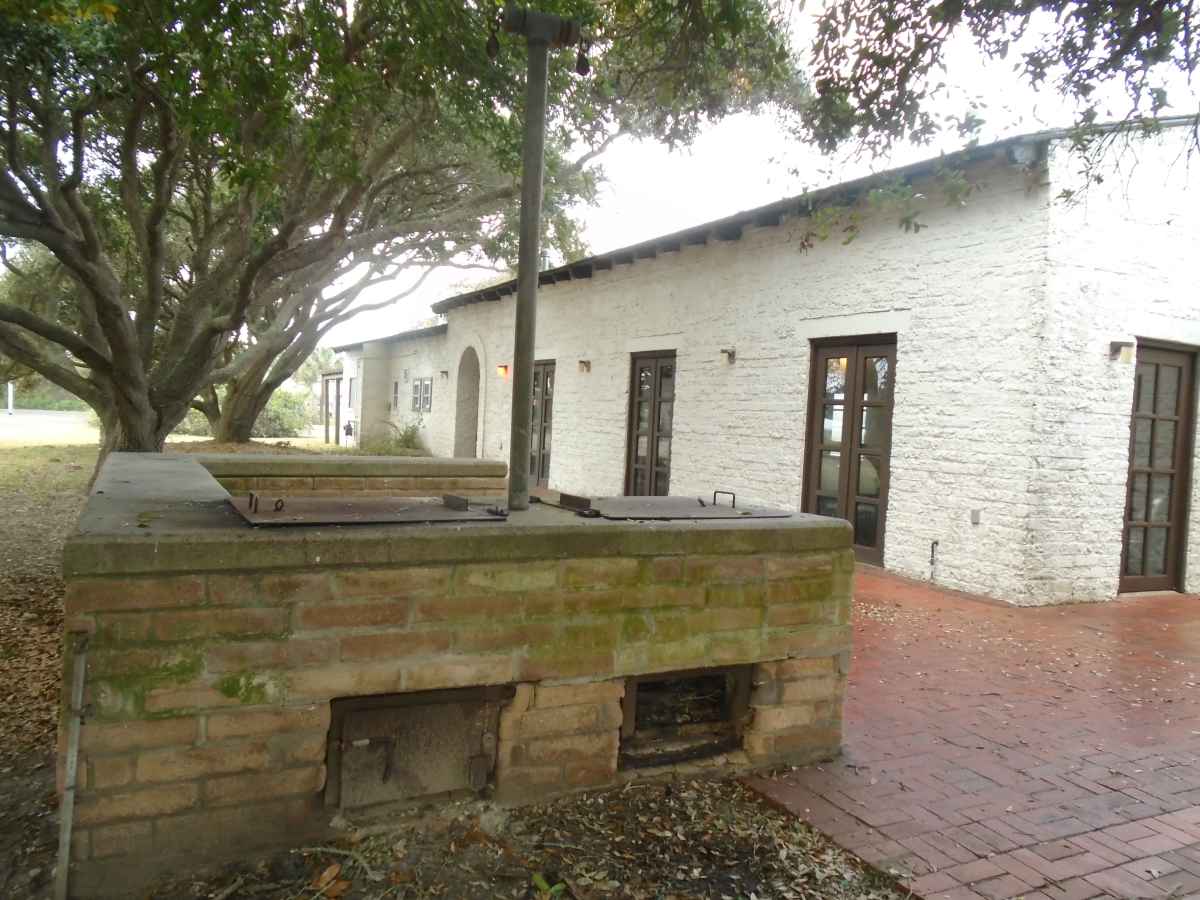 A large outside grill comes with the Rec. Hall
