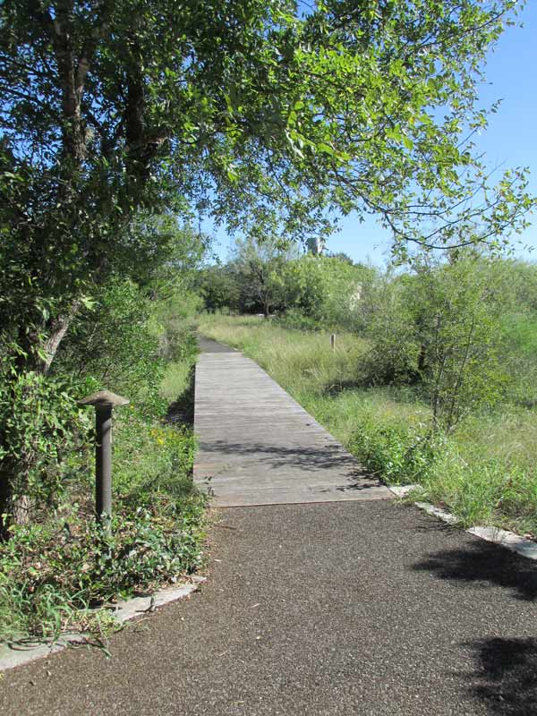 Sidewalk to headquarters and restrooms.