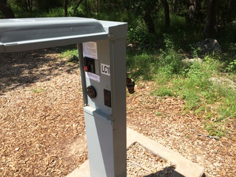 An electrical hook-up post in the Cedar Sage area. 