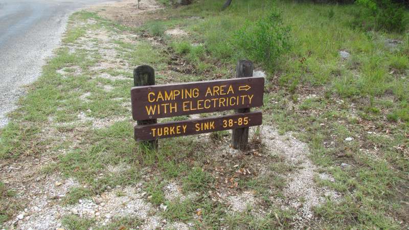 The sign to the Turkey Sink Camp Area.