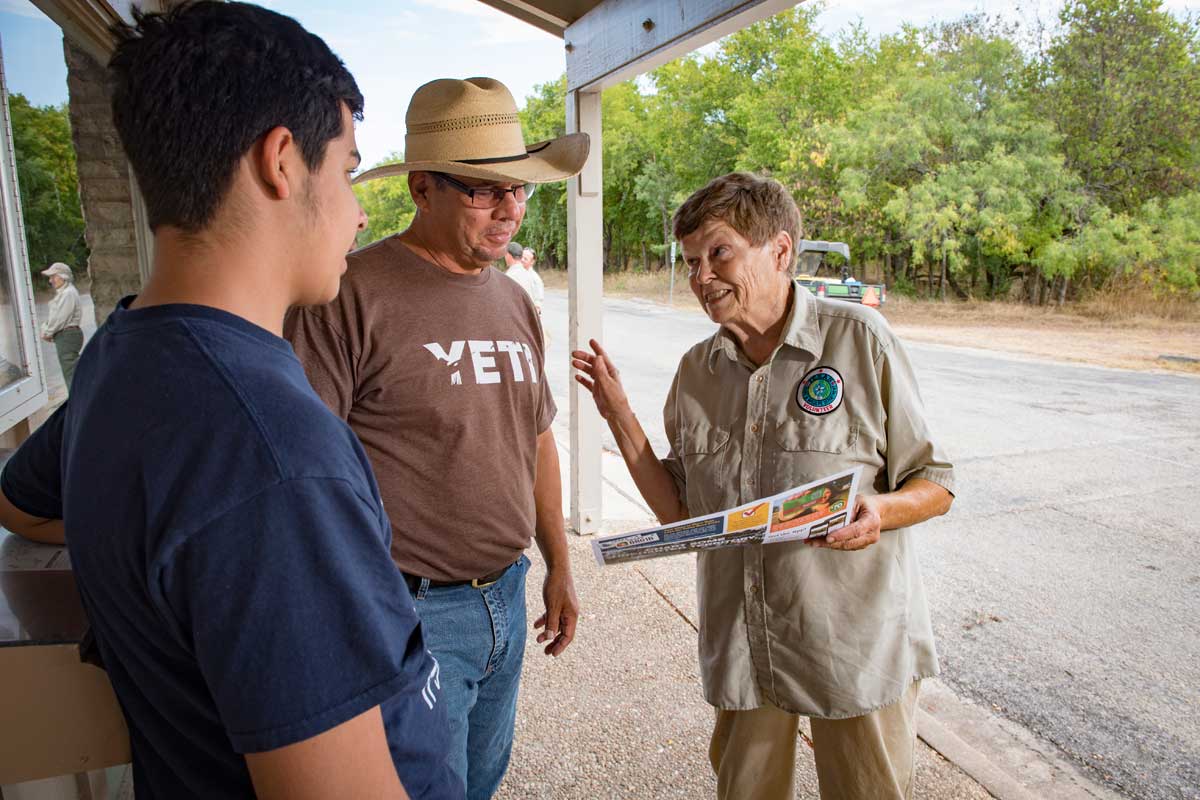 Volunteer and Visitors at McKinney Falls