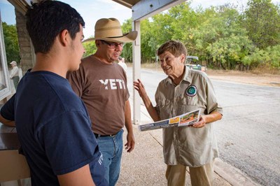 Volunteer and Visitors at McKinney Falls