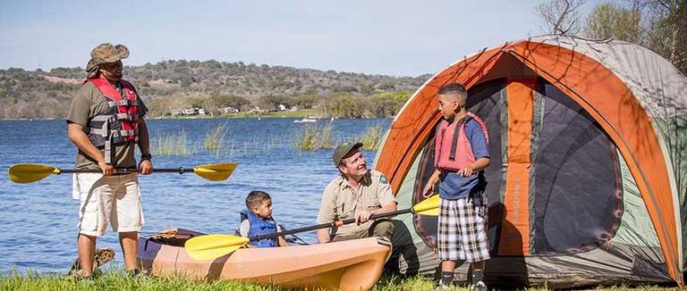 Family Camping at Inks Lake State Park