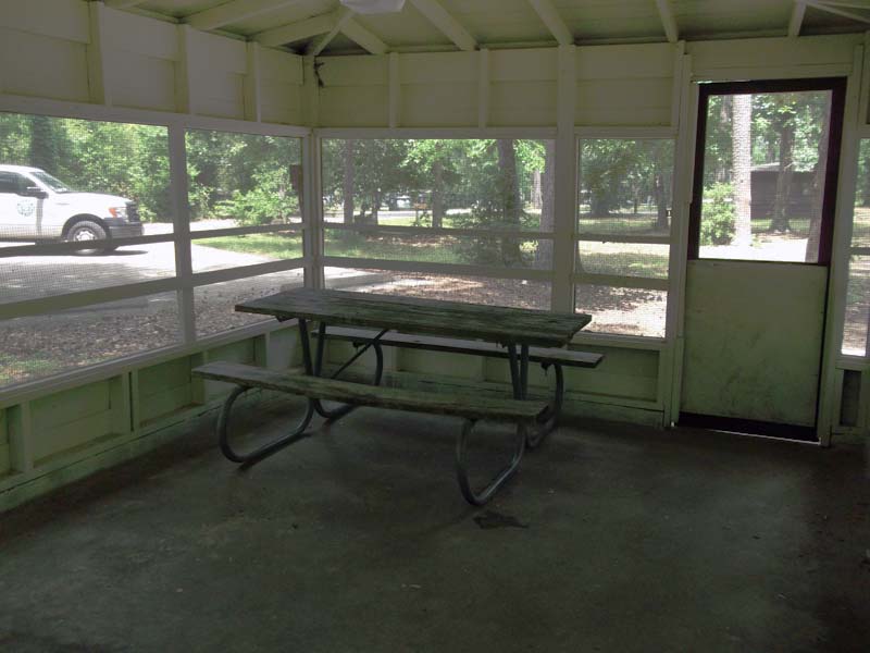 Inside a Screened Shelter.