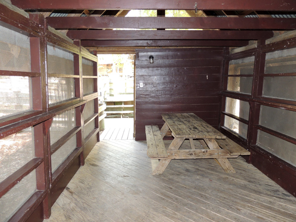 View of the inside (front) of a Screened Shelter.