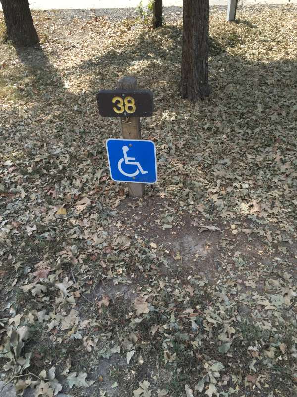 Accessible campsite #38 with electricity and water in the White Deer Reach Camping Loop. 