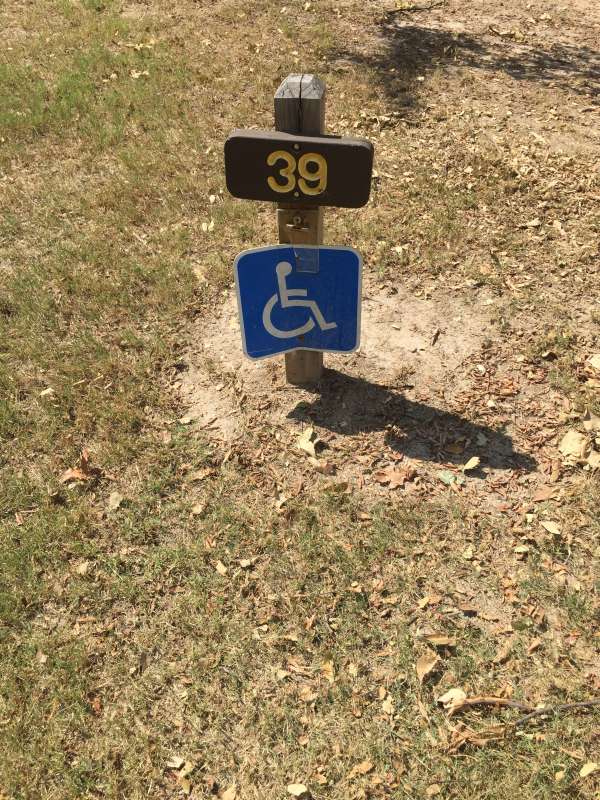 Accessible campsite #39 with electricity and water in the White Deer Reach Camping Loop. 