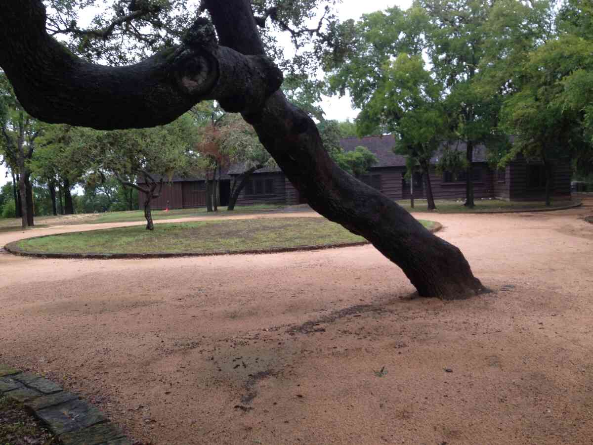 Looking at the front of the Rec. Hall, from the parking area. 