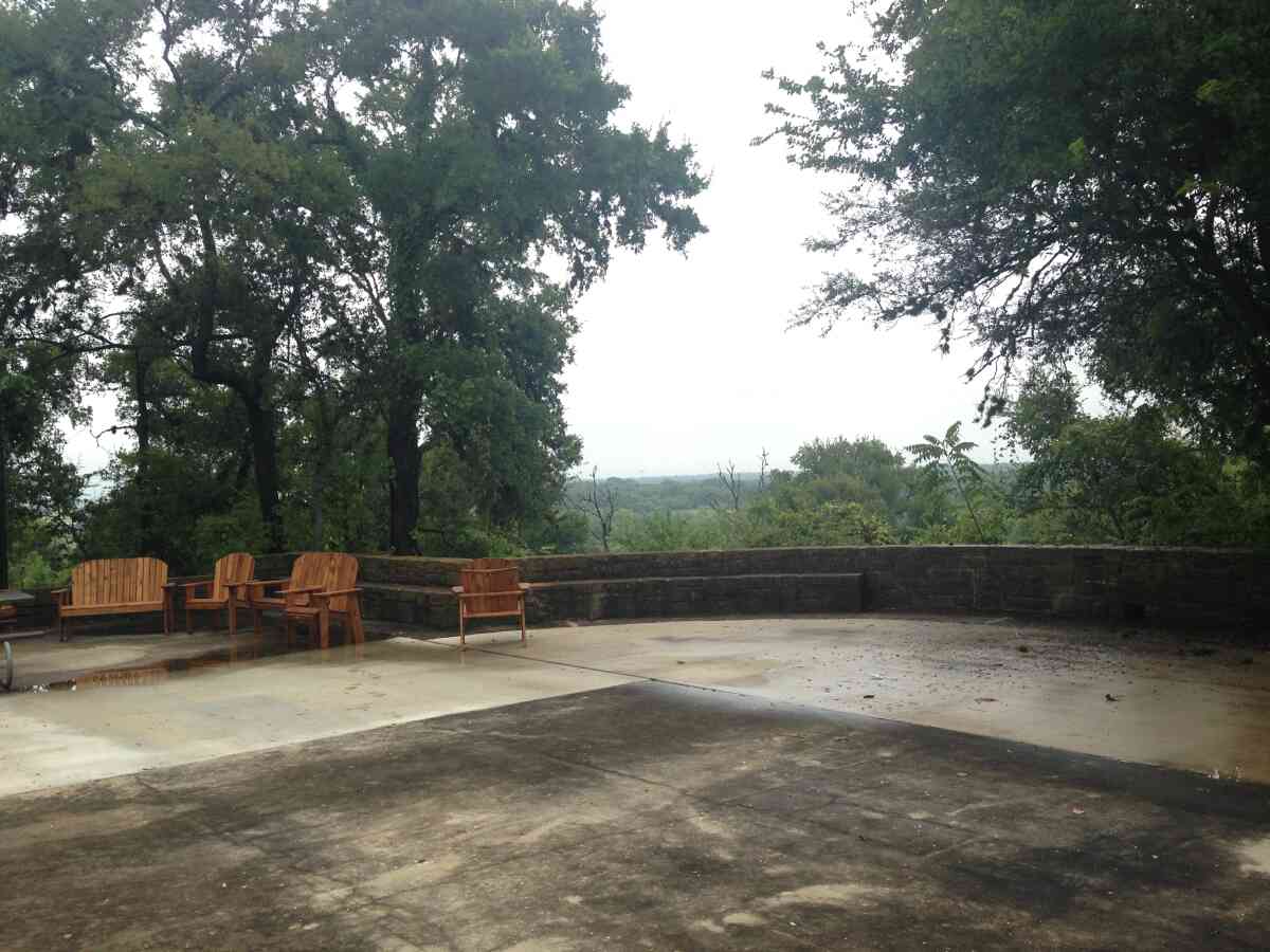 The back patio has a great view; it was raining when this picture was taking.  