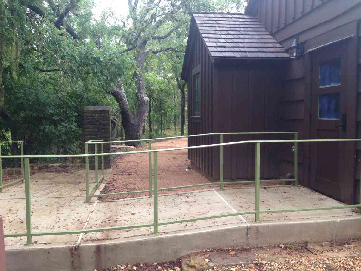 Another view of the wheelchair-friendly side entrance to the Rec. Hall.