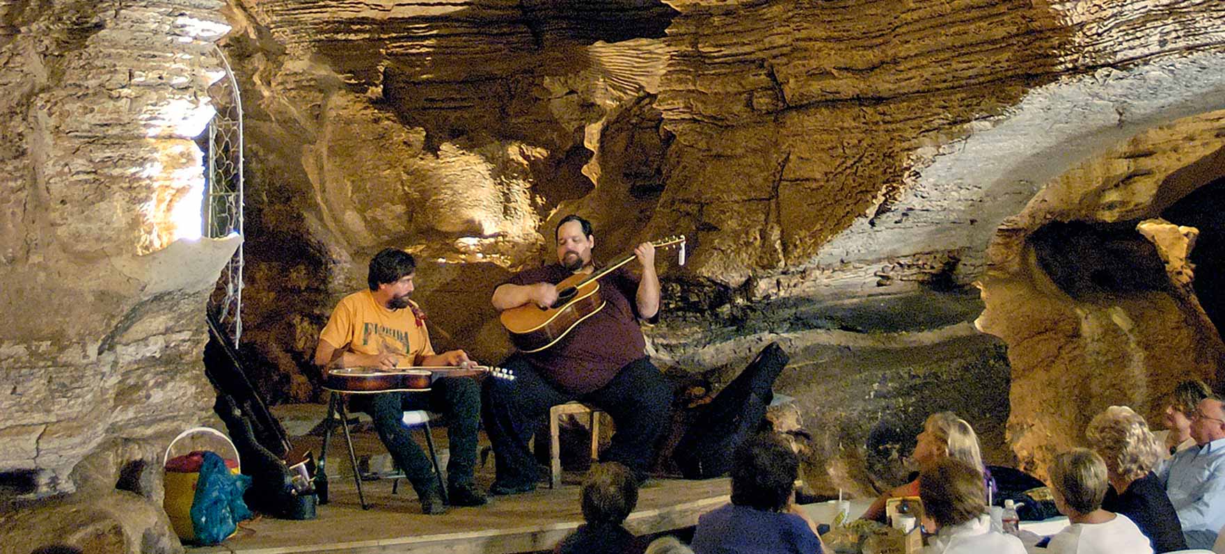 band playing music in cavern