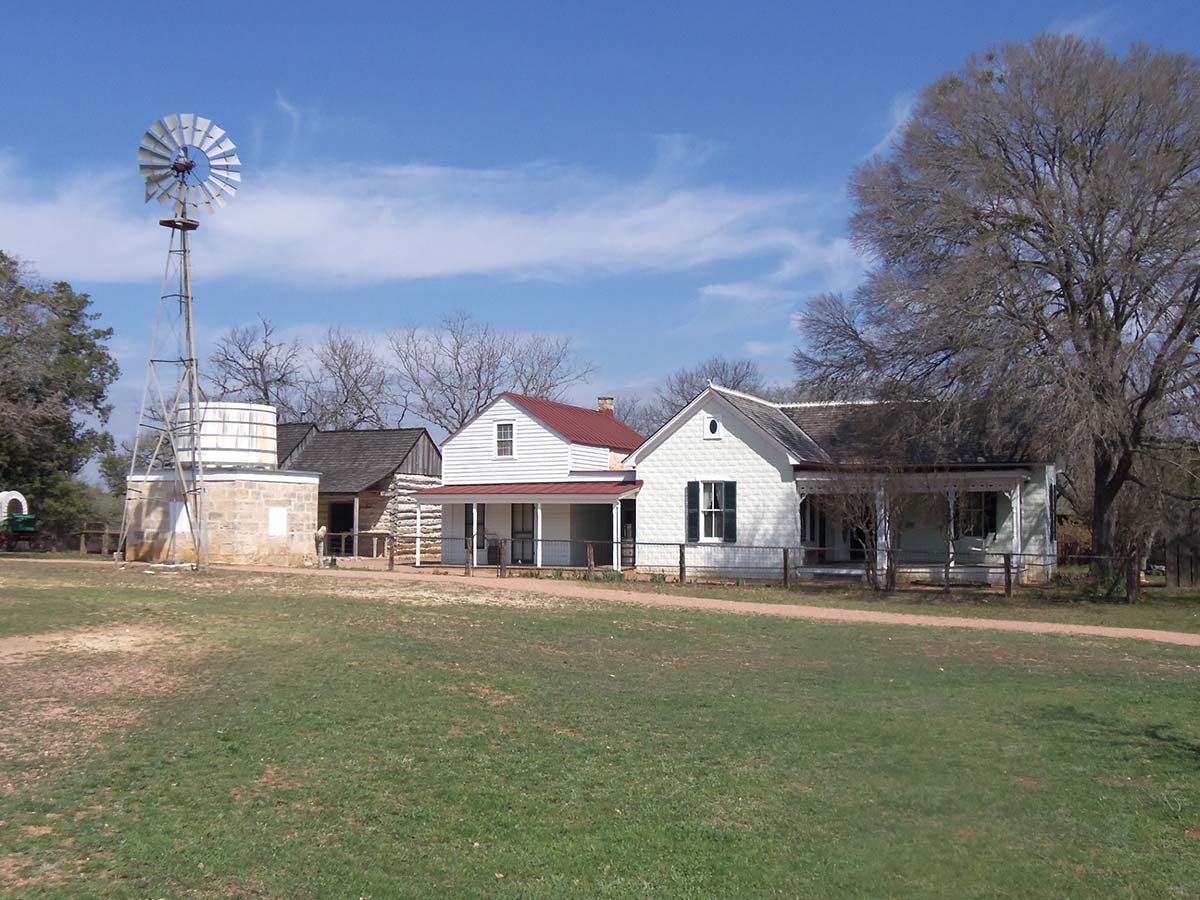 On the grounds of the Sauer-Beckmann Farmstead (house)