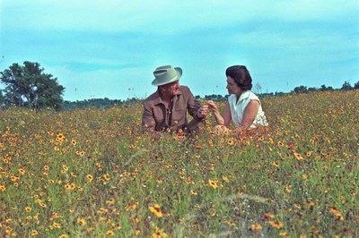 Lyndon and Lady Bird in the wildflowers.