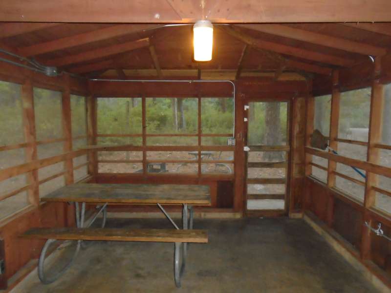 Inside Screened Shelter #22 in the Walnut Ridge Unit. . 