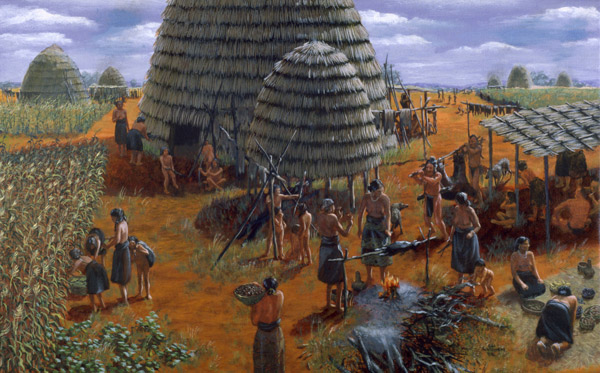 Painting of Caddoan village