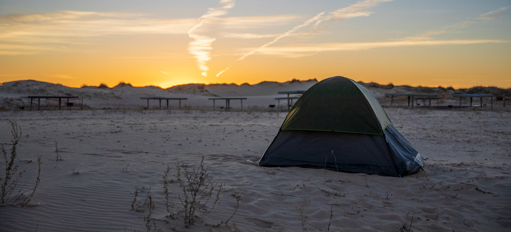 Tent at sunset