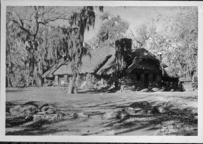 Palmetto's refectory building, with its original thatch roof.