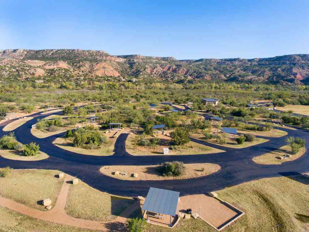 An aerial view of the Juniper Camping Loop.