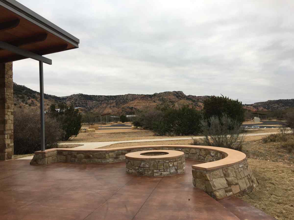 The group fire ring at the Tasajillo Pavilion. 