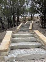 Limestone stairs from day use parking lot to fishing pier walkway