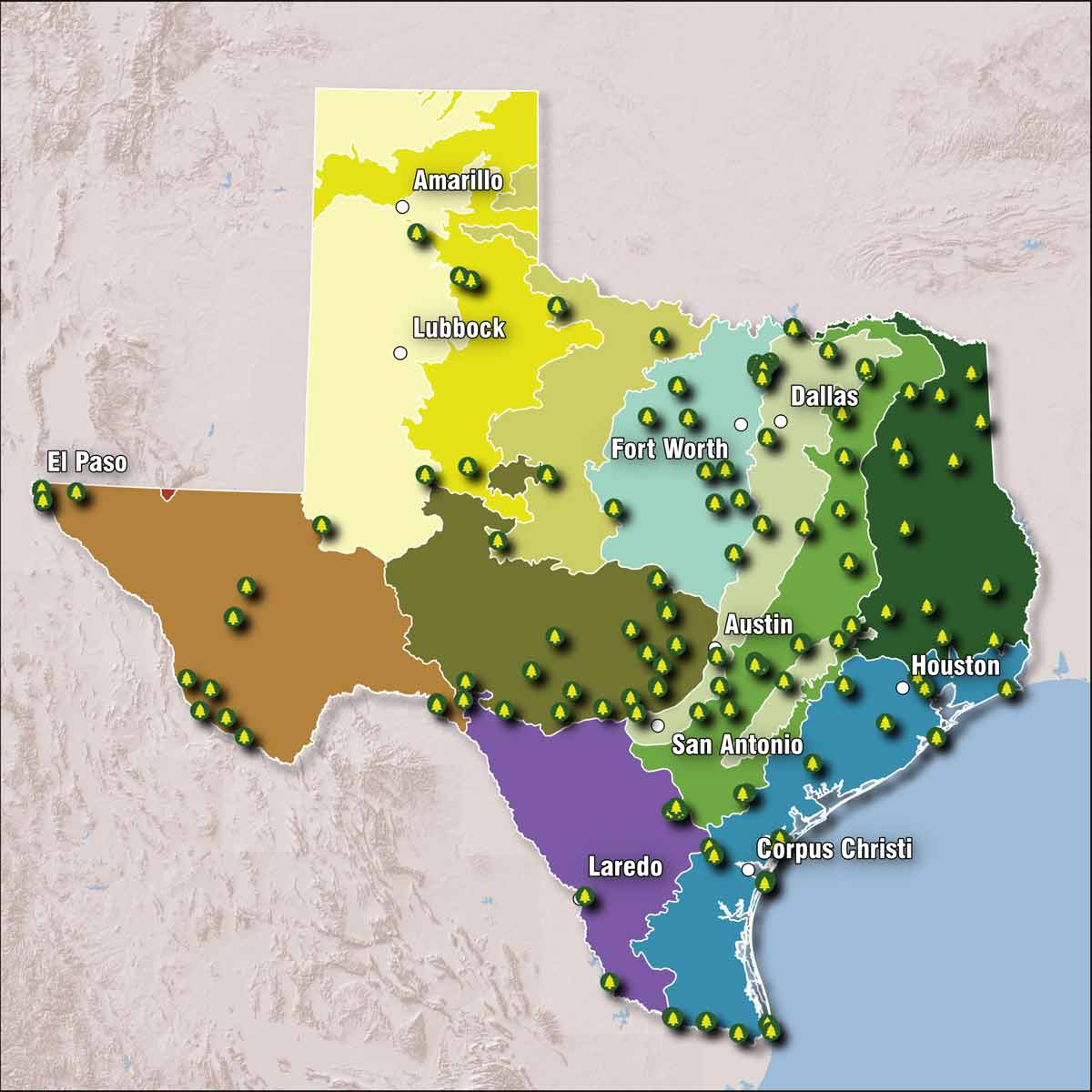 Texas Parks & Ecoregions Map