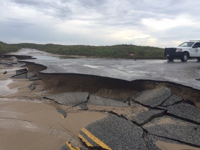 Flood-damaged roadway