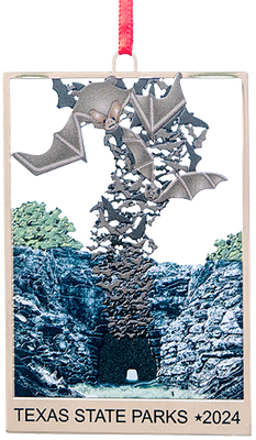 Ornaments is a image of bats leaving the Old Tunnel