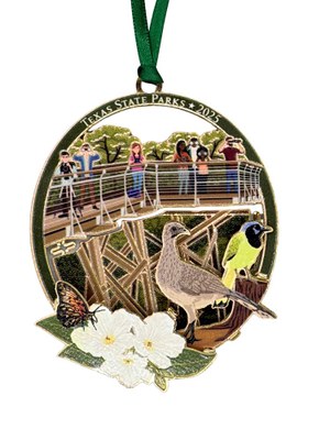 2025 Ornament Ornaments shows wildlife in front of an elevated walkway