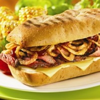 Spicy Barbecue Steak Panini with Crispy Onions