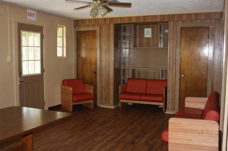 The Longhorn Lodge living area (8-person cabin).