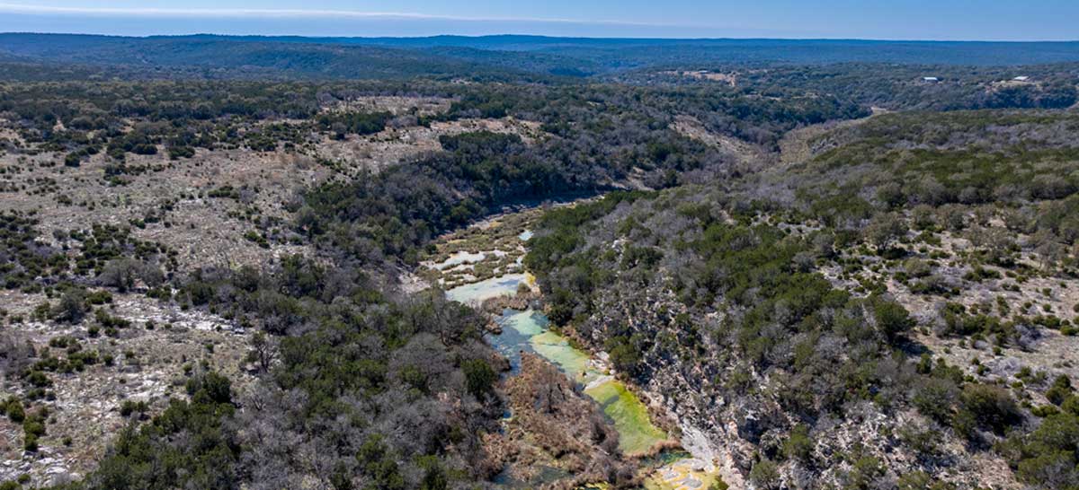 Aerial view of Colorado River in park