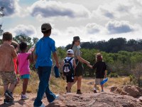 Kids walking in park