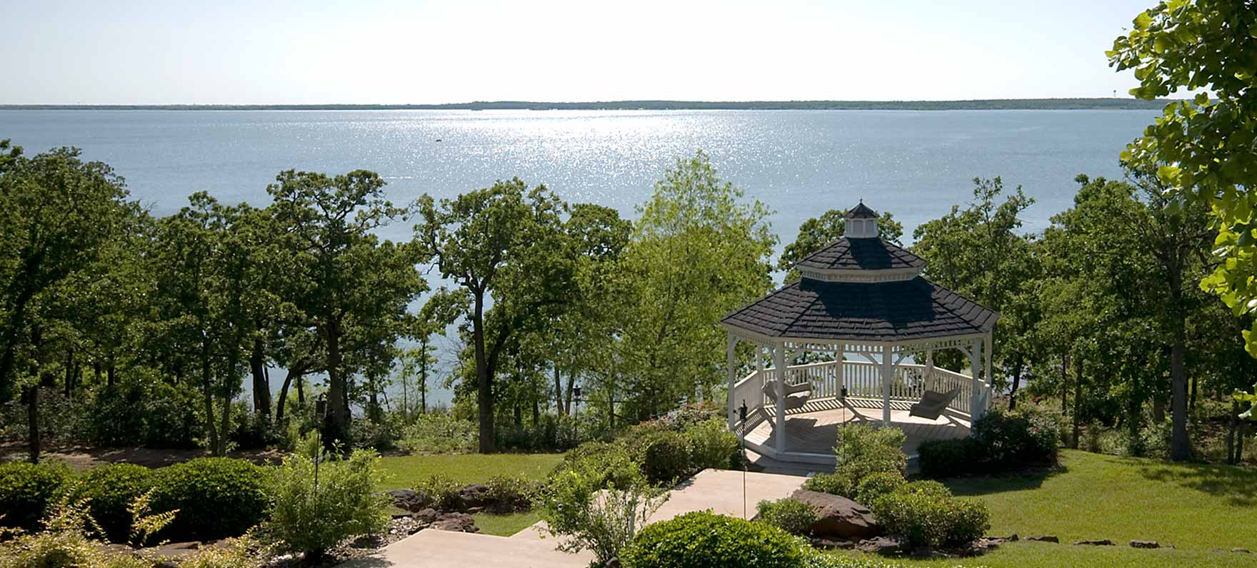 pavilion with a lake view