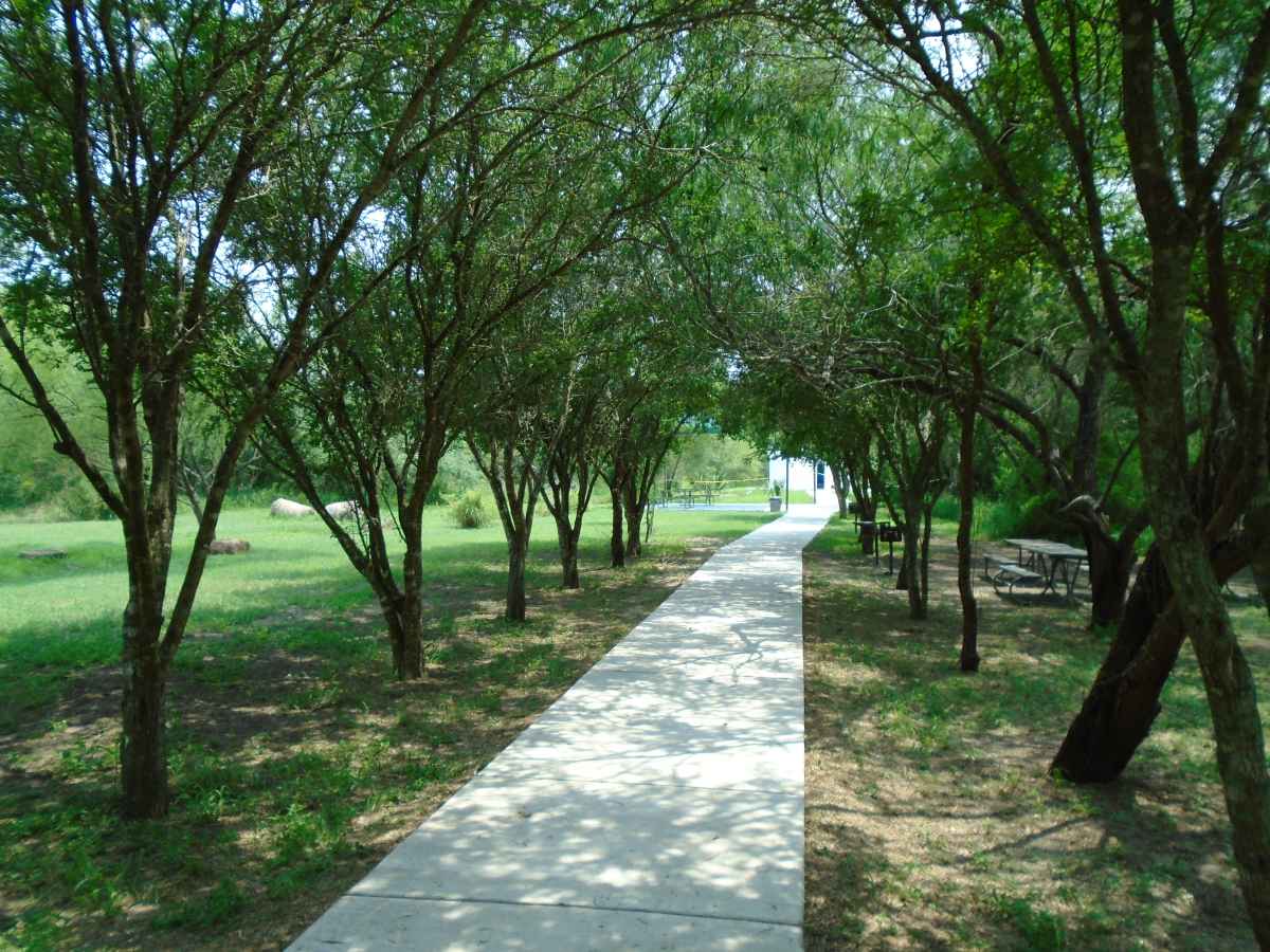 A paved wheelchair friendly trail leads to the Pavilion.