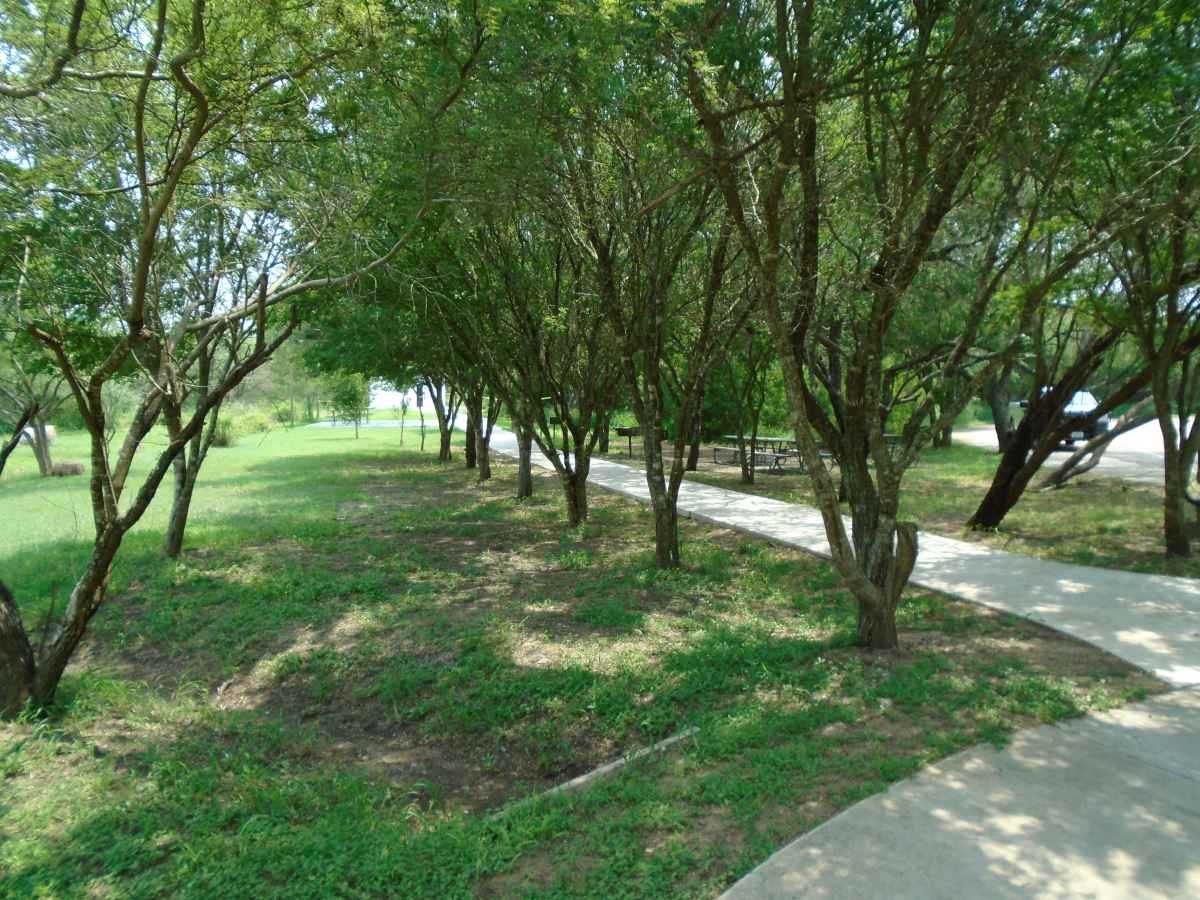 The wheelchair friendly paved trail to the Pavilion. 