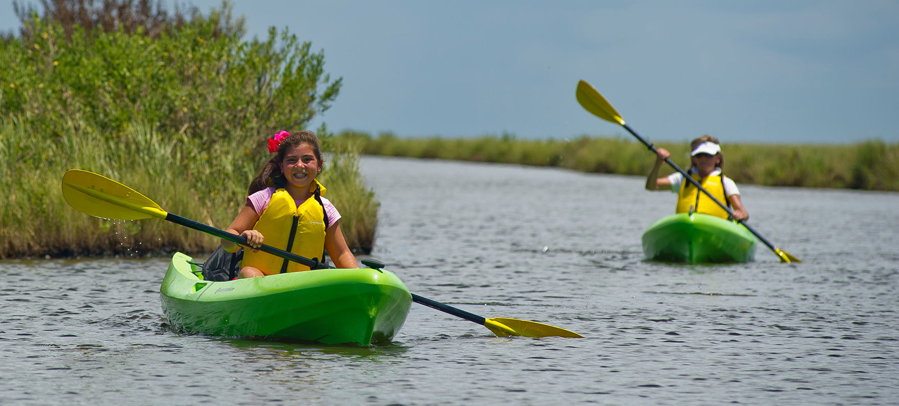 mother and daughter kayaking