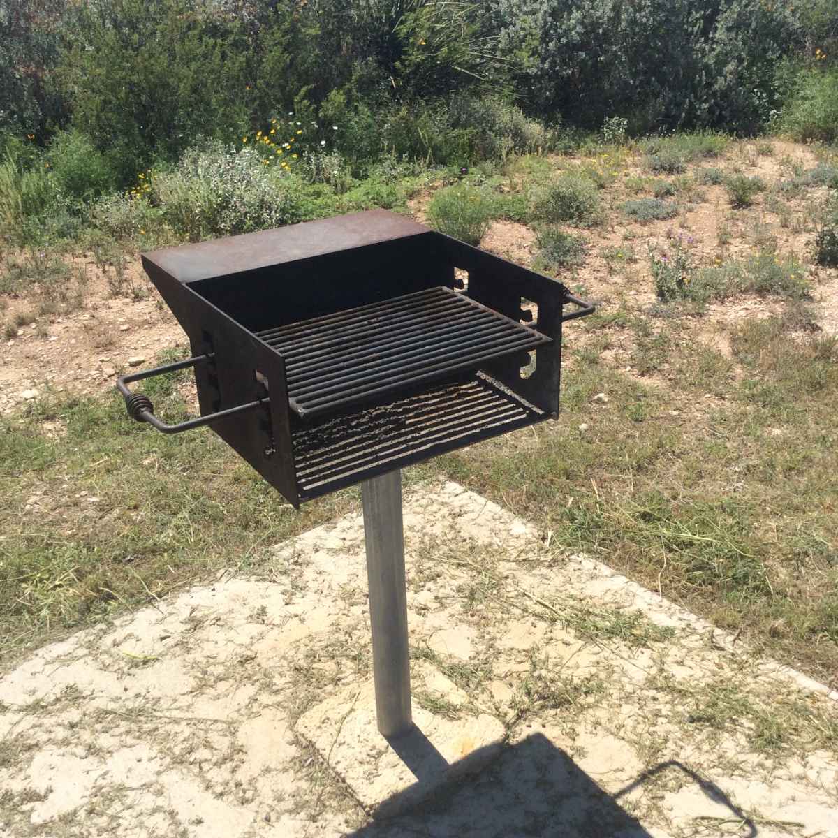 The upright grill at Campsite 43 is designed to be usable for people in wheelchairs. 