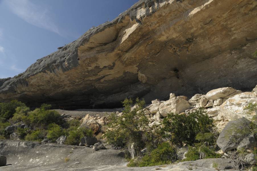 View of the Fate Bell Shelter from the canyon 2